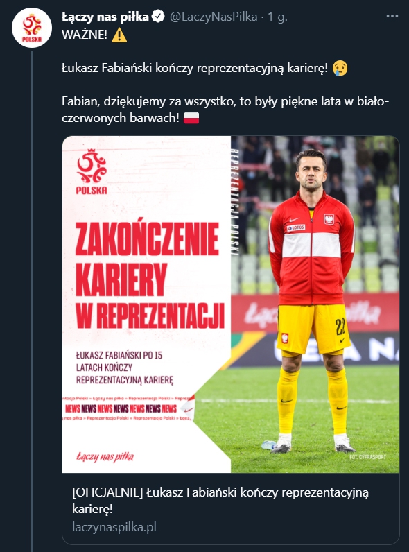 Łukasz Fabiański kończy reprezentacyjną karierę!